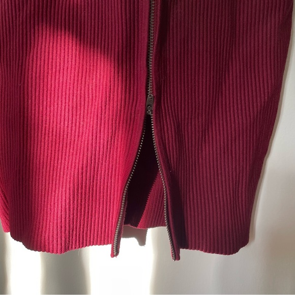 Rebecca Minkoff Magri in Wine Ribbed Knit Cutout Zip Back Dress - Size Large - Picture 6 of 13